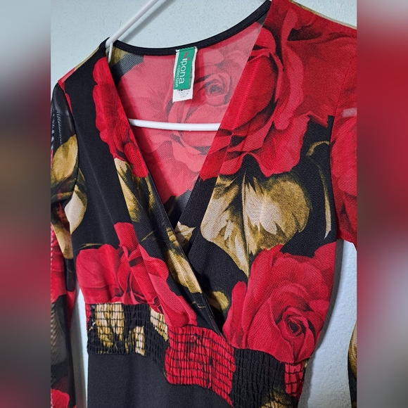 Red Roses Floral Mesh Dress - Picture 5 of 7